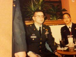 Class A's.  Here I am in Class A's, with my jump wings and a mix of Army and Air Force ribbons, and one authorized National Guard ribbon